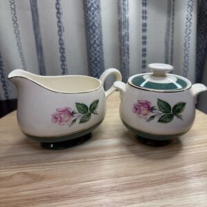 Vintage Homer Laughlin Lifetime China "Cameo (Rose Center)" Sugar & Creamer Set